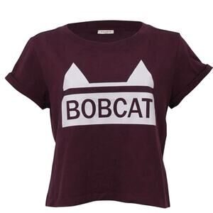 SANDRO Women’s Crewneck Short Sleeve Bobcat T-Shirt Size 1 In Burgundy